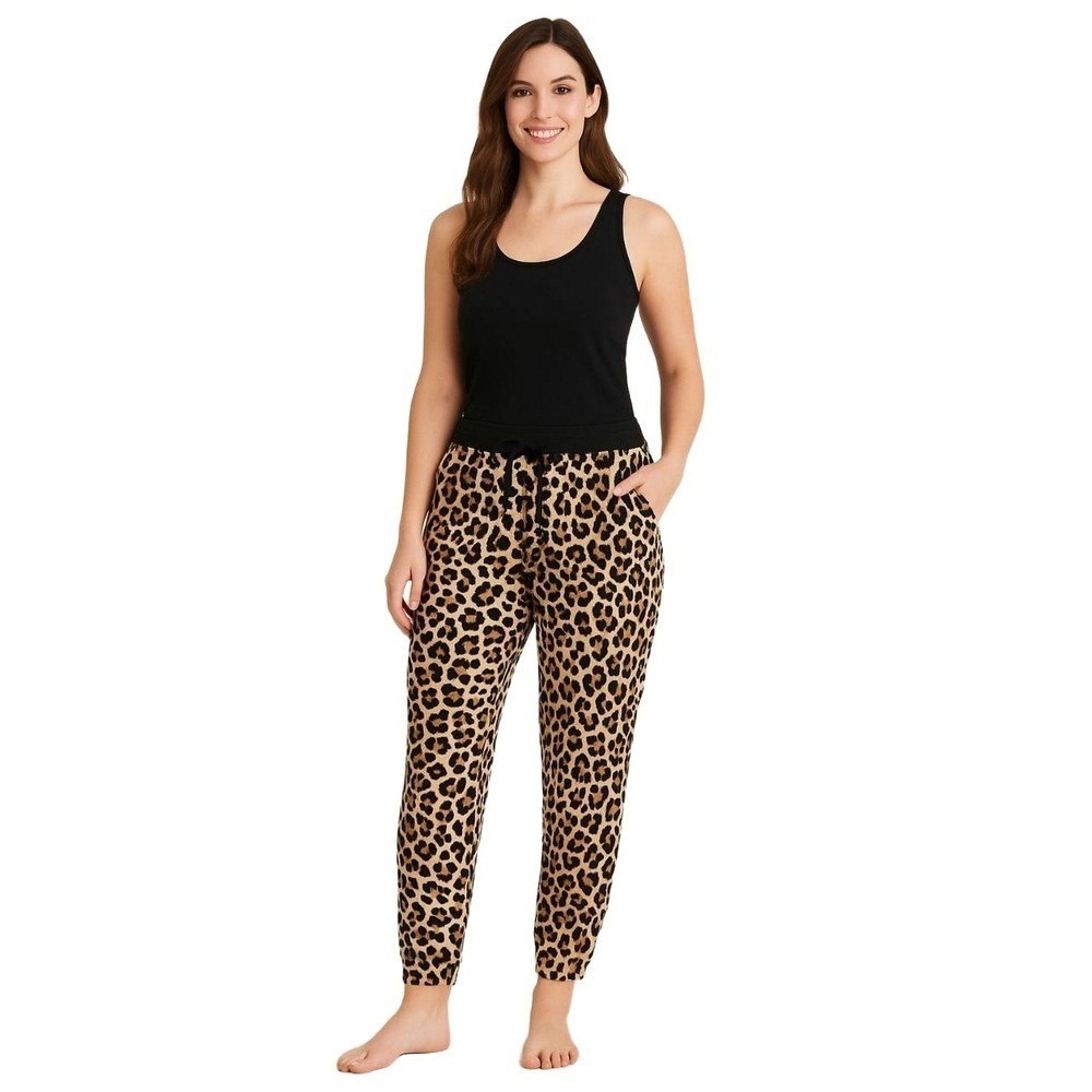 SECRET TREASURES Women's Leopard Print Lounge Pants – Size M (8–10)